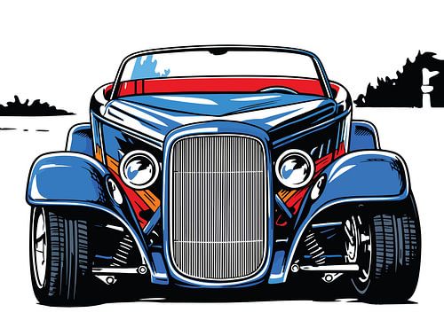 Retro Hot Rod Pop Art Portret aan de voorkant