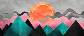 Sunset over colourful mountains by Poster Art Shop