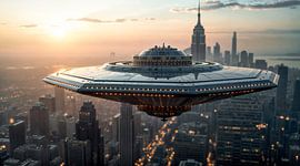 Hovering silently over the city by Klaus Tesching - Art-AI