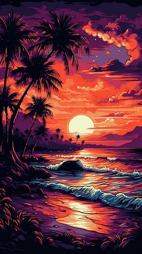 Foto: Farbenfroher Lilula Beach Oahu Sonnenuntergang