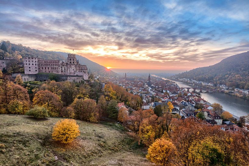 Heidelberg im Herbst bei Sonnenuntergang von Uwe Ulrich Grün