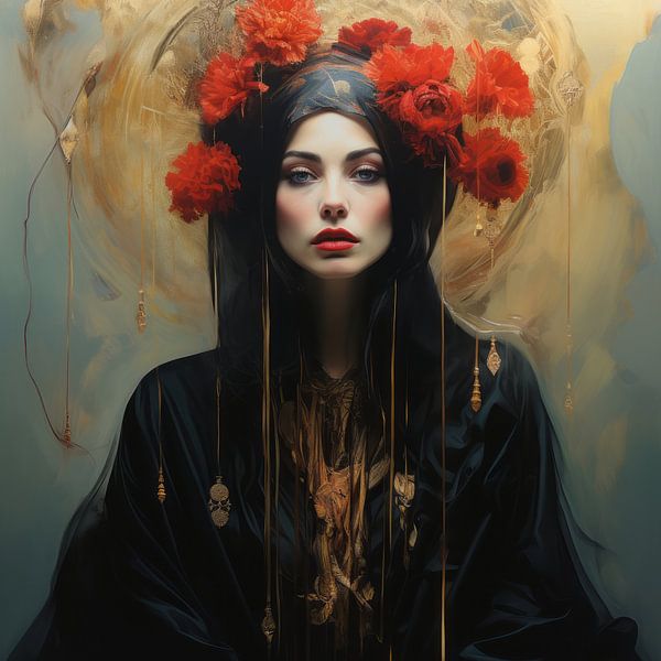 Modern digital art portrait &quot;Goddess of victory&quot; by Carla Van Iersel