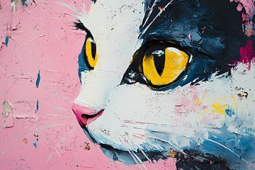 Kleurrijk kattenportret met intense blik van Art & Soul Creations