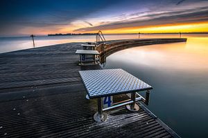 Coucher de soleil sur le Veluwemeer entre Flevoland et Harderwijk