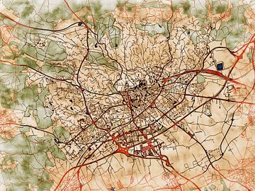 Map of Nîmes with the style 'Serene Summer' by Maporia