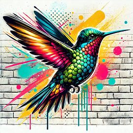 Colourful Hummingbird in Graffiti by Tineke Visscher