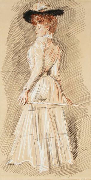 Paul César Helleu - Elegante vrouw met wandelstok van Peter Balan
