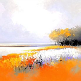 Field of flowers | Orange Shore Trees by Art Whims