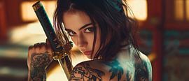 Tattooed woman with sword by Poster Art Shop