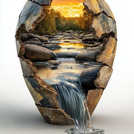 De l'eau dans un vase en pierre sur TheXclusive Art
