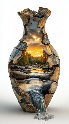 De l'eau dans un vase en pierre