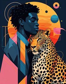 Un Africain avec un léopard sur Liona Toussaint
