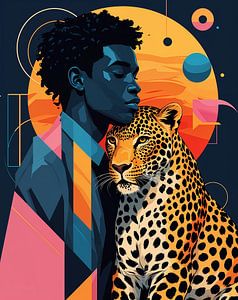 Afrikaner mit Leopard
