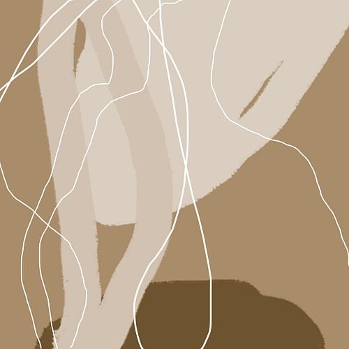 Lignes et formes organiques abstraites en or et brun no. 1_2