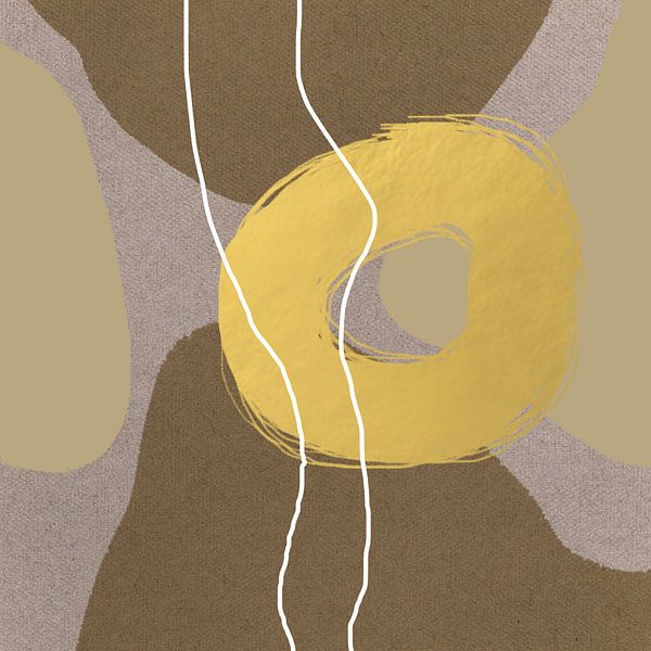 Abstract pastel twists. Minimalist in gold, brown, taupe, white by Dina Dankers