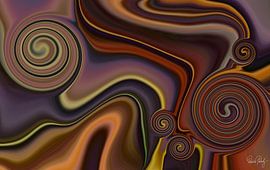 Abstracte Kunst - Vloeibare Schilderkunst Bruin Oranje van Patricia Piotrak