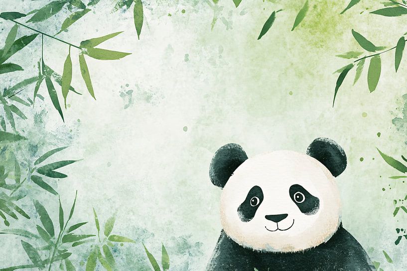 Panda zwischen Bambusblättern von Imperial Art House