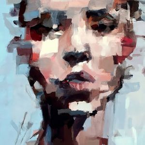 Portrait abstrait aux couleurs pastel sur Carla Van Iersel
