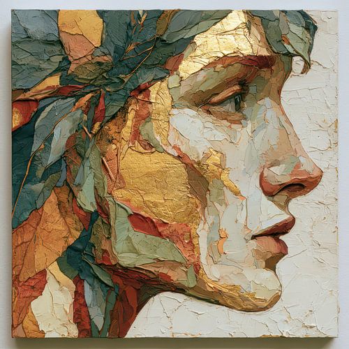 Flora’s Droom – Kleurrijk Impasto Portret