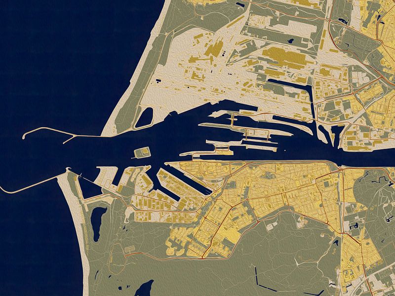 Map of IJmuiden in the style of Gustav Klimt by Maporia