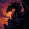 Un dragon majestueux au coucher du soleil sur Pixelbull Design