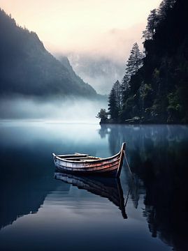 Bateau dans un lac de montagne