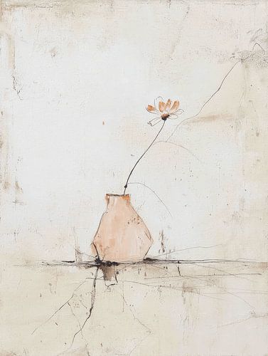 Stilleven van een vaasje met bloem van Japandi Art Studio