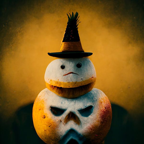 Evil sneeuwman met pompoen lichaam van Edsard Keuning