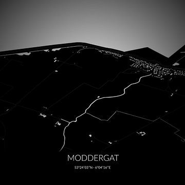 Zwart-witte landkaart van Moddergat, Fryslan. van Rezona