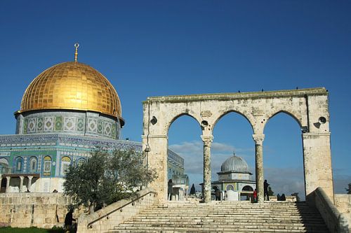 Moschee der Felsendom in Jerusalem. Das Heiligtum der muslimischen Welt ist eine Moschee mit einer F