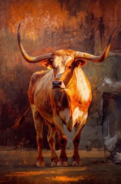 Een klassiek olieverfschilderij van een koe van Ljupka Kareska