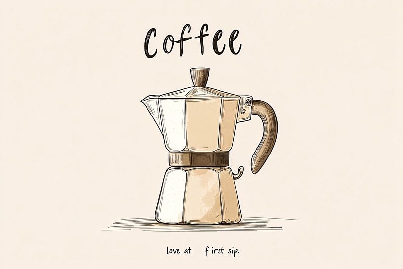Illustration d'une cafetière classique par Imperial Art House
