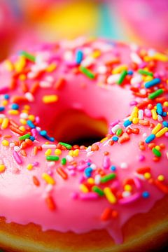 Kleurrijke donut met roze glazuur van Poster Art Shop