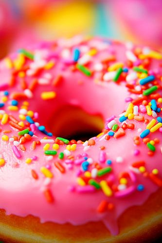 Kleurrijke donut met roze glazuur