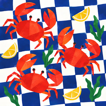 Red Crab Checkered Pattern