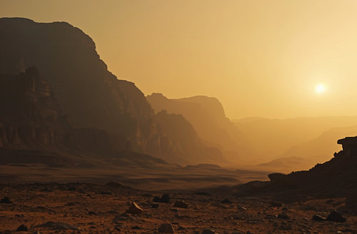 Golden light in the desert