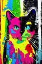 Porträt einer Katze X - buntes Pop-Art-Graffiti von Lily van Riemsdijk - Art Prints with Color Miniaturansicht