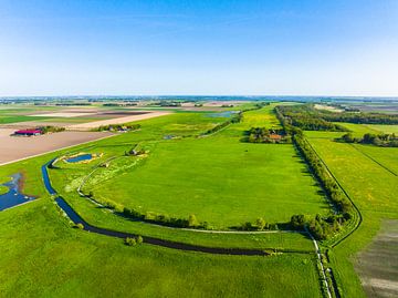 Schokland, ancienne île de la Zuiderzee dans le Flevoland, vue d'en haut sur Sjoerd van der Wal Photographie