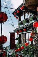 Straatje in Jiufen, Taiwan