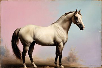 Klassiek paard met pastelkleurige achtergrond van Art & Soul Creations