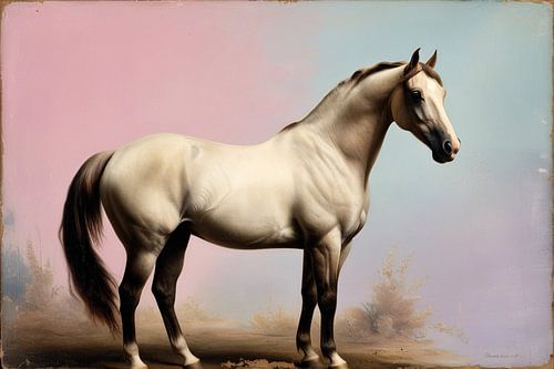 Klassiek paard met pastelkleurige achtergrond