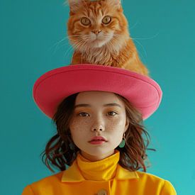 Portrait coloré "Cat love&quot ; sur Studio Allee
