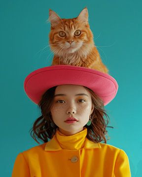 Portrait coloré "Cat love&quot ; sur Studio Allee