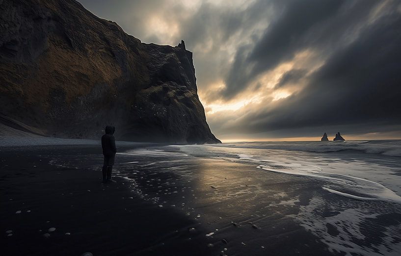 Fjordzicht bij zonsondergang van fernlichtsicht