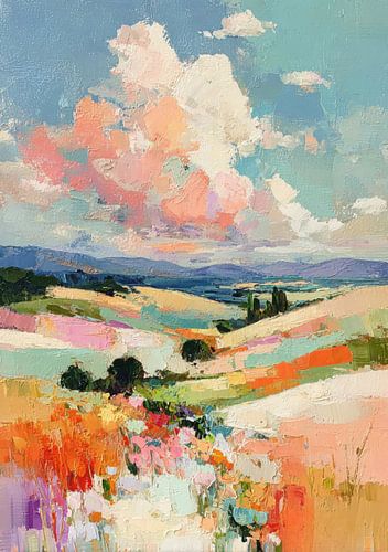 Abstract hilly landscape in pastel shades by Niklas Maximilian