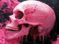 Abstracte Schedel kunst - Moderne Illustratie met Dramatische Details en Mystieke Uitstraling