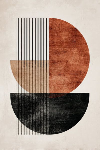 Warme cirkels in bruin en beige van Your unique art