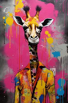 Colourful anthropomorphic giraffe by Laila Bakker