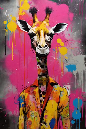 Colourful anthropomorphic giraffe