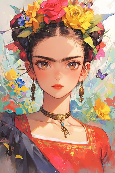 Frida's Paradies Anime Style von Poster Art Shop